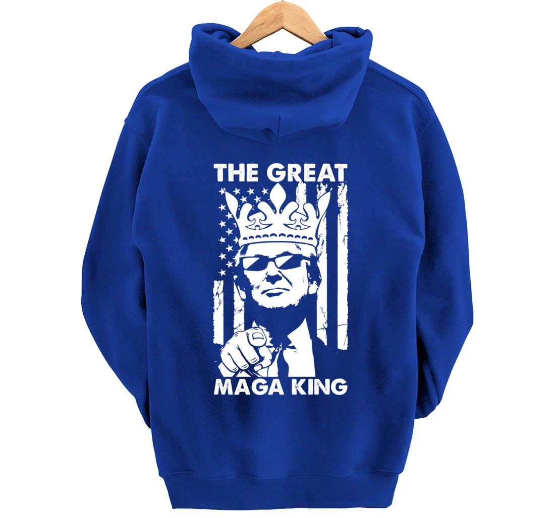 The Great Maga King USA Trump President American Flag Pullover Hoodie