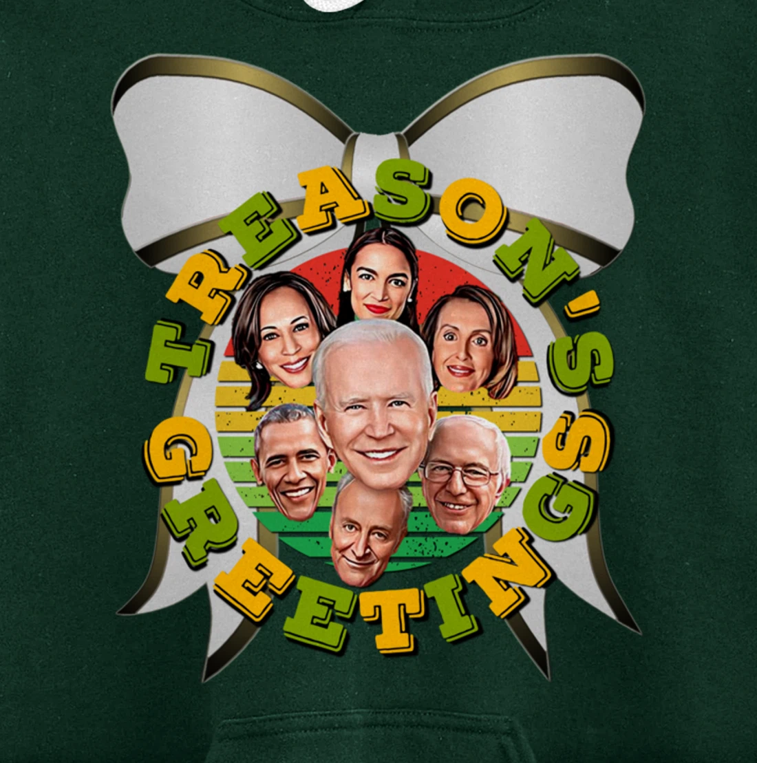 Swamp Xmas Wreath Biden Squad Trump Ugly Christmas Sweater Pullover Hoodie