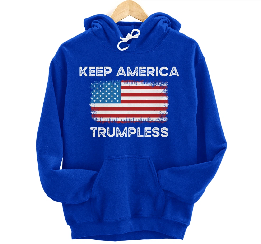 Keep America Trumpless Anti-Donald Trump American Flag Pullover Hoodie