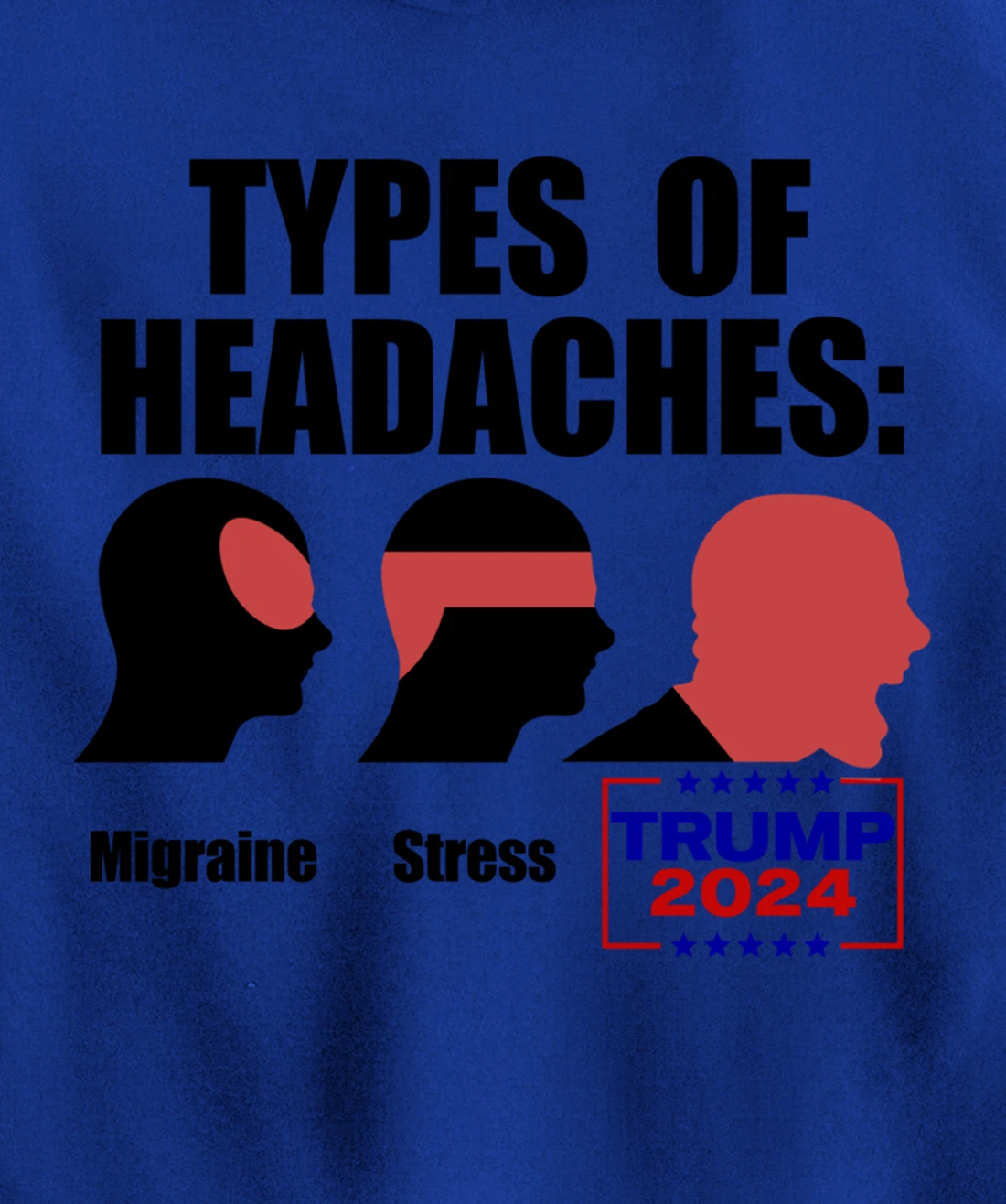 TYPES OF HEADACHES Migraine Stress TRUMP 2024 Funny Meme Pullover Hoodie