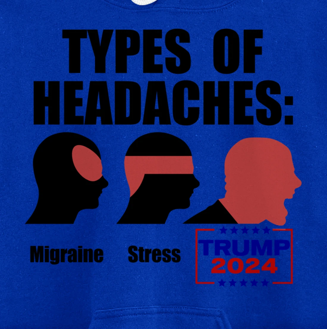 TYPES OF HEADACHES Migraine Stress TRUMP 2024 Funny Meme Pullover Hoodie