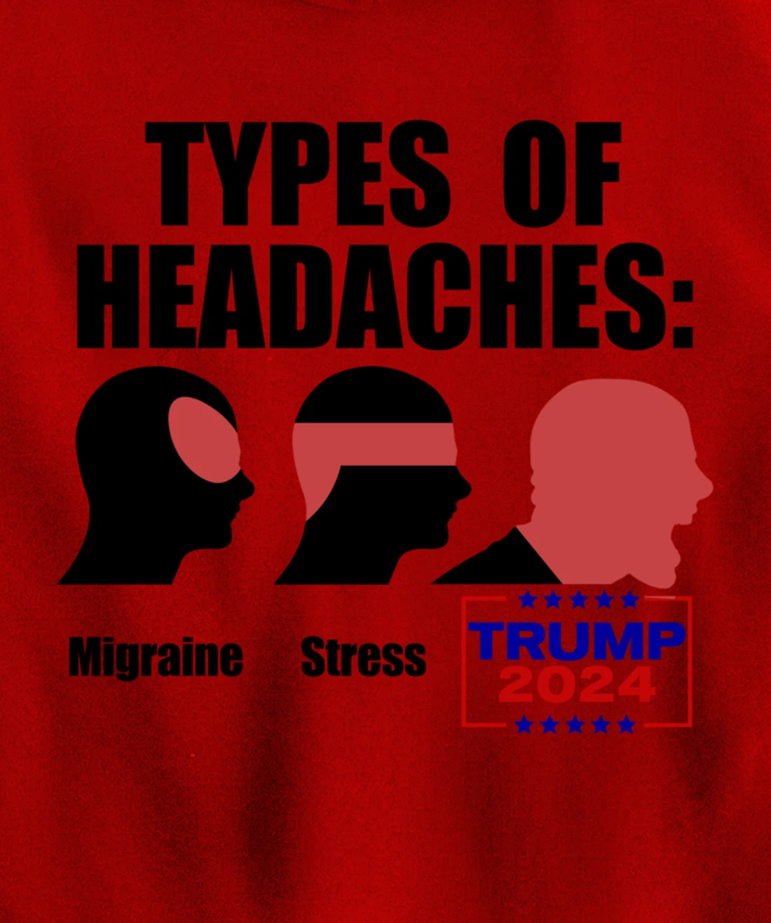 TYPES OF HEADACHES Migraine Stress TRUMP 2024 Funny Meme Pullover Hoodie