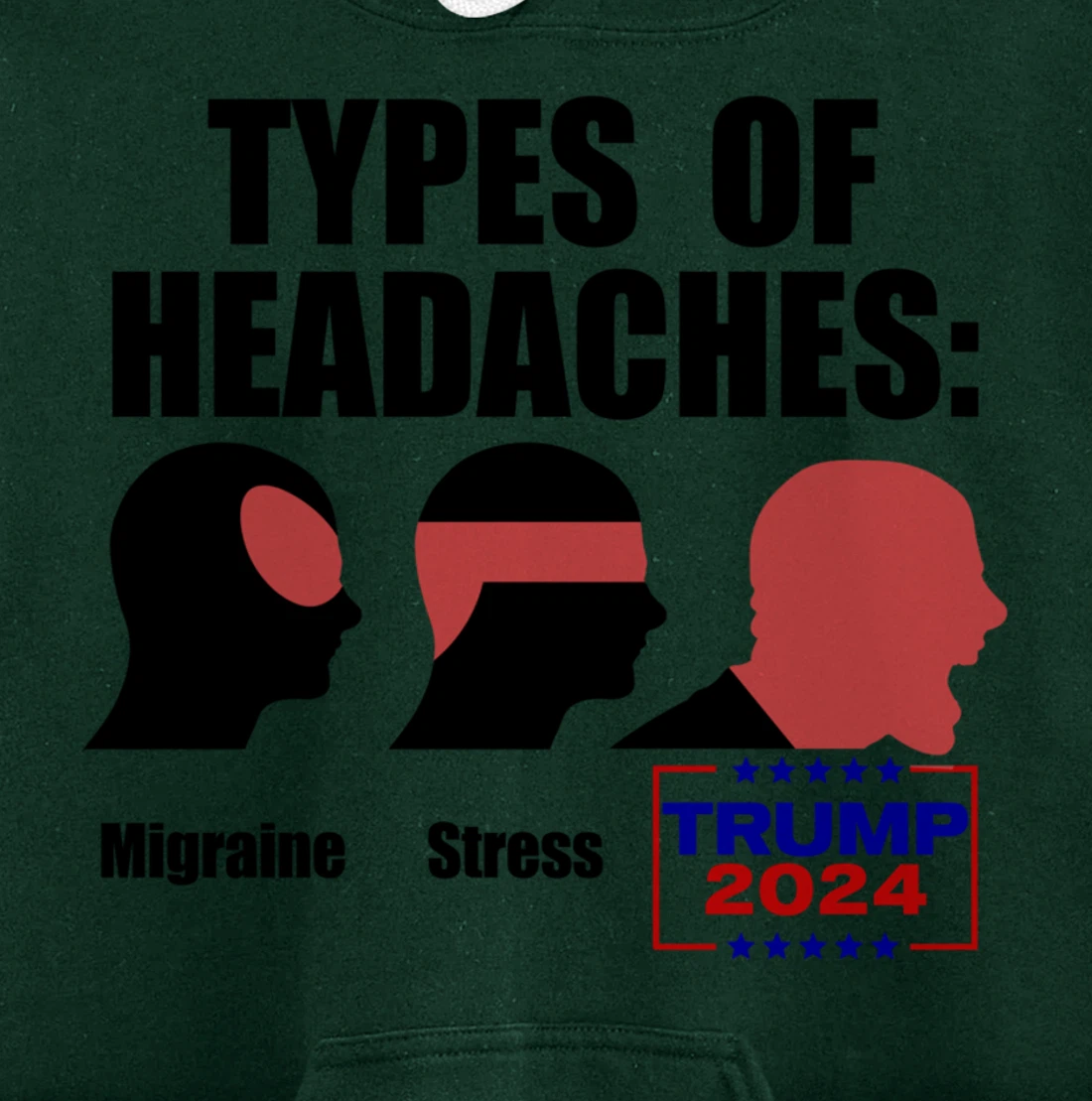TYPES OF HEADACHES Migraine Stress TRUMP 2024 Funny Meme Pullover Hoodie