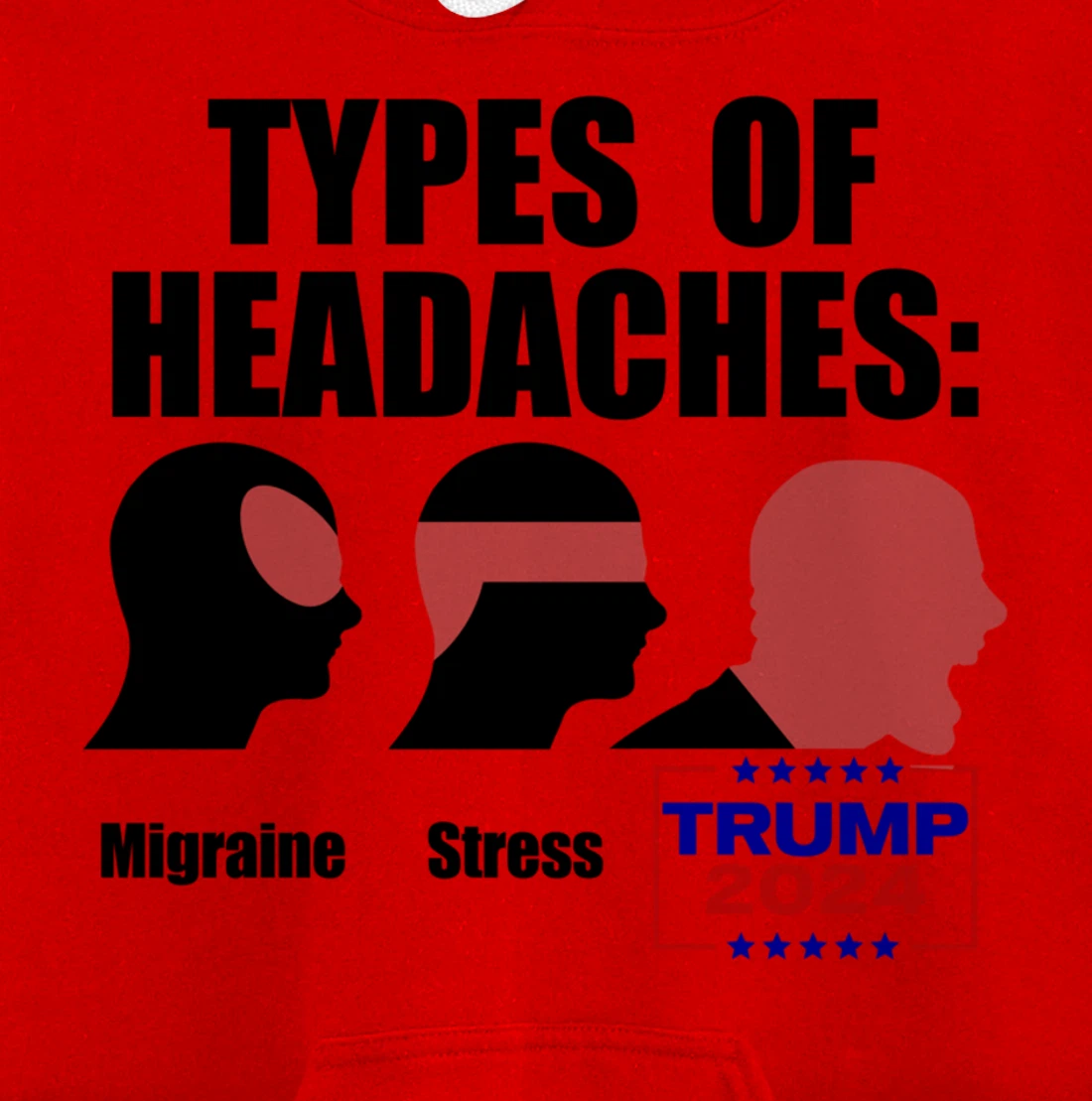 TYPES OF HEADACHES Migraine Stress TRUMP 2024 Funny Meme Pullover Hoodie