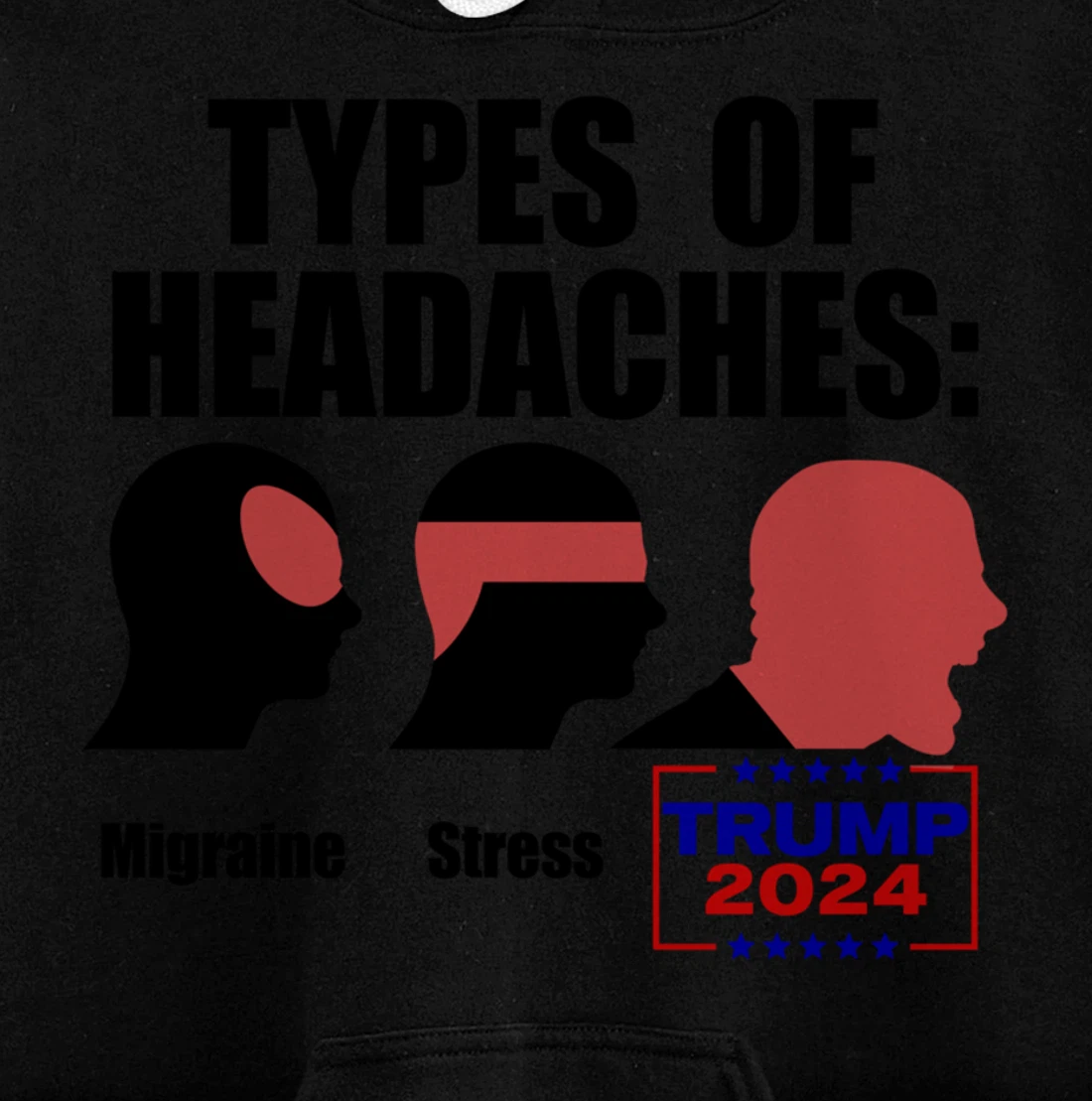 TYPES OF HEADACHES Migraine Stress TRUMP 2024 Funny Meme Pullover Hoodie