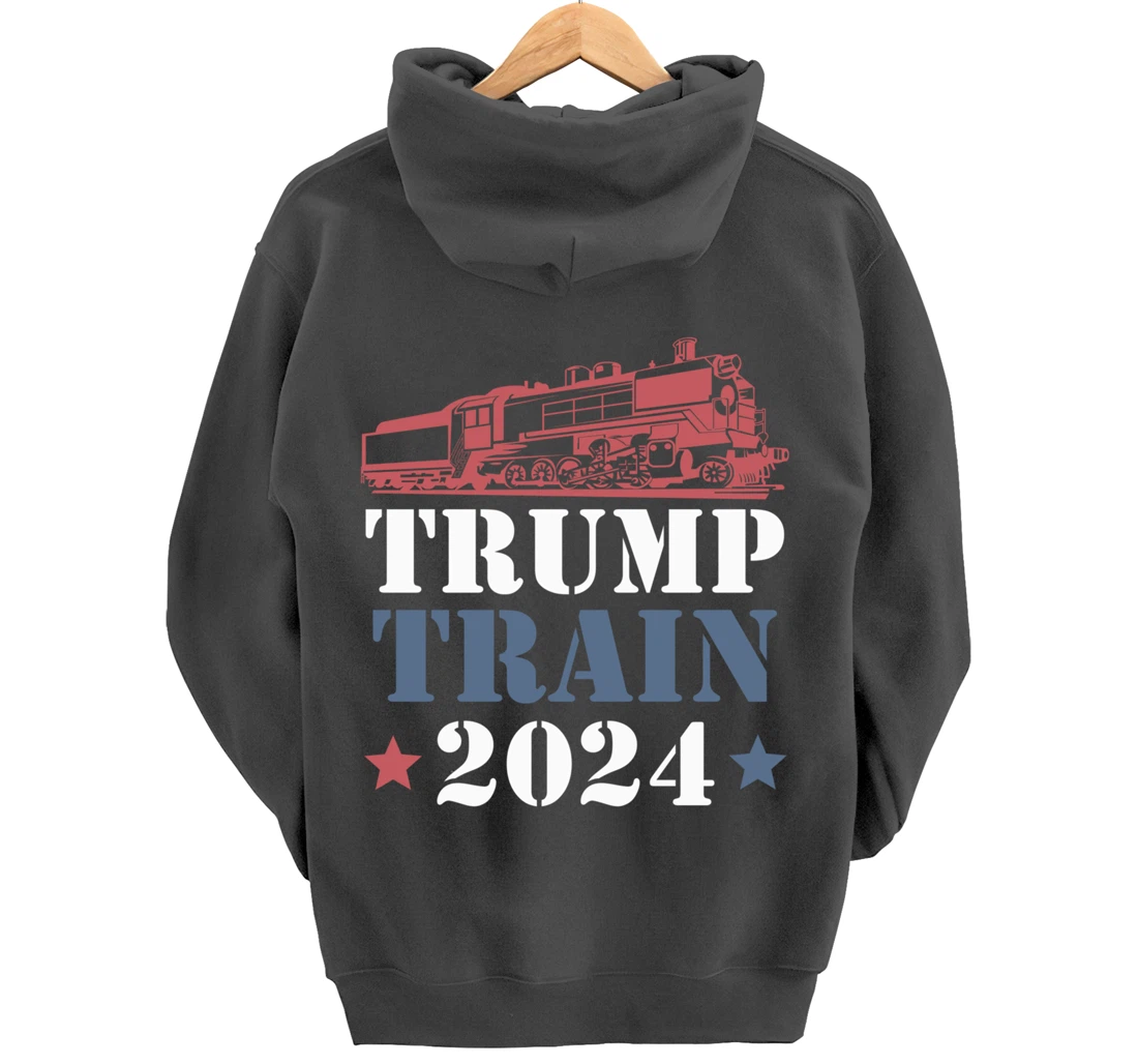 Trump Train 2024 Funny President Trump Supporter Re-election Pullover Hoodie