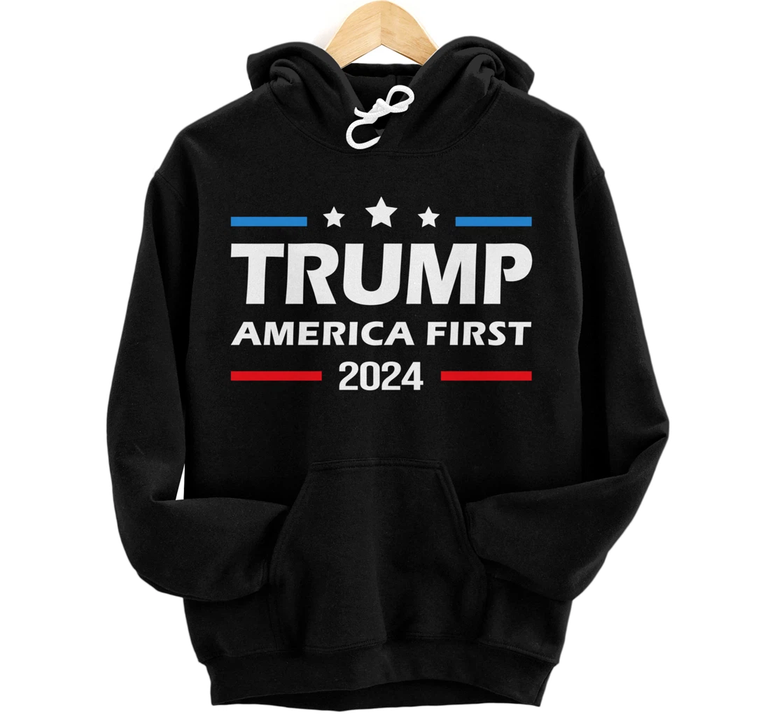 Trump 2024 America First Americafirst Pro Trump USA Flag Pullover Hoodie