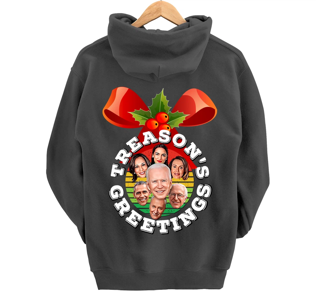 Swamp Xmas Wreath Biden Squad Trump Ugly Christmas Sweater Pullover Hoodie