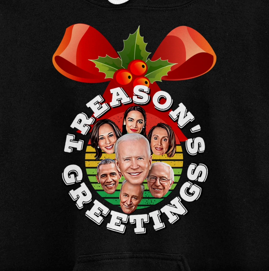Swamp Xmas Wreath Biden Squad Trump Ugly Christmas Sweater Pullover Hoodie