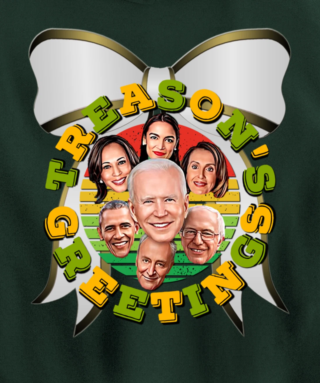 Swamp Xmas Wreath Biden Squad Trump Ugly Christmas Sweater Pullover Hoodie