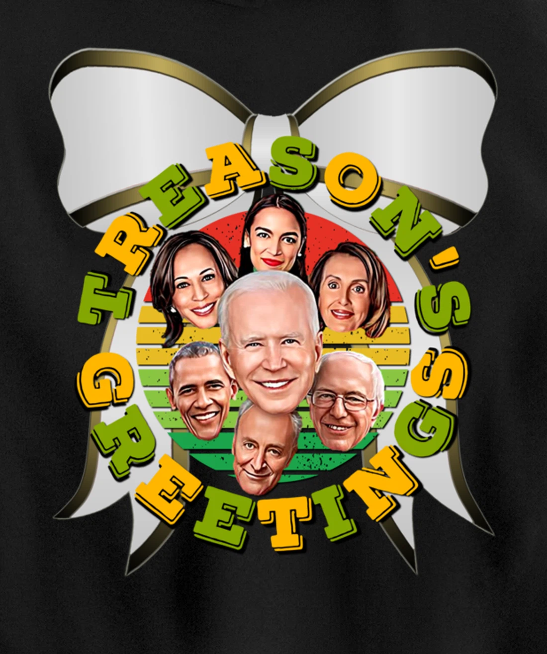 Swamp Xmas Wreath Biden Squad Trump Ugly Christmas Sweater Pullover Hoodie