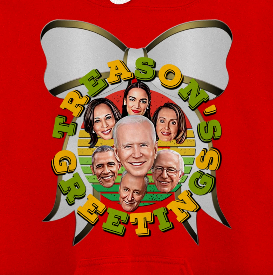 Swamp Xmas Wreath Biden Squad Trump Ugly Christmas Sweater Pullover Hoodie