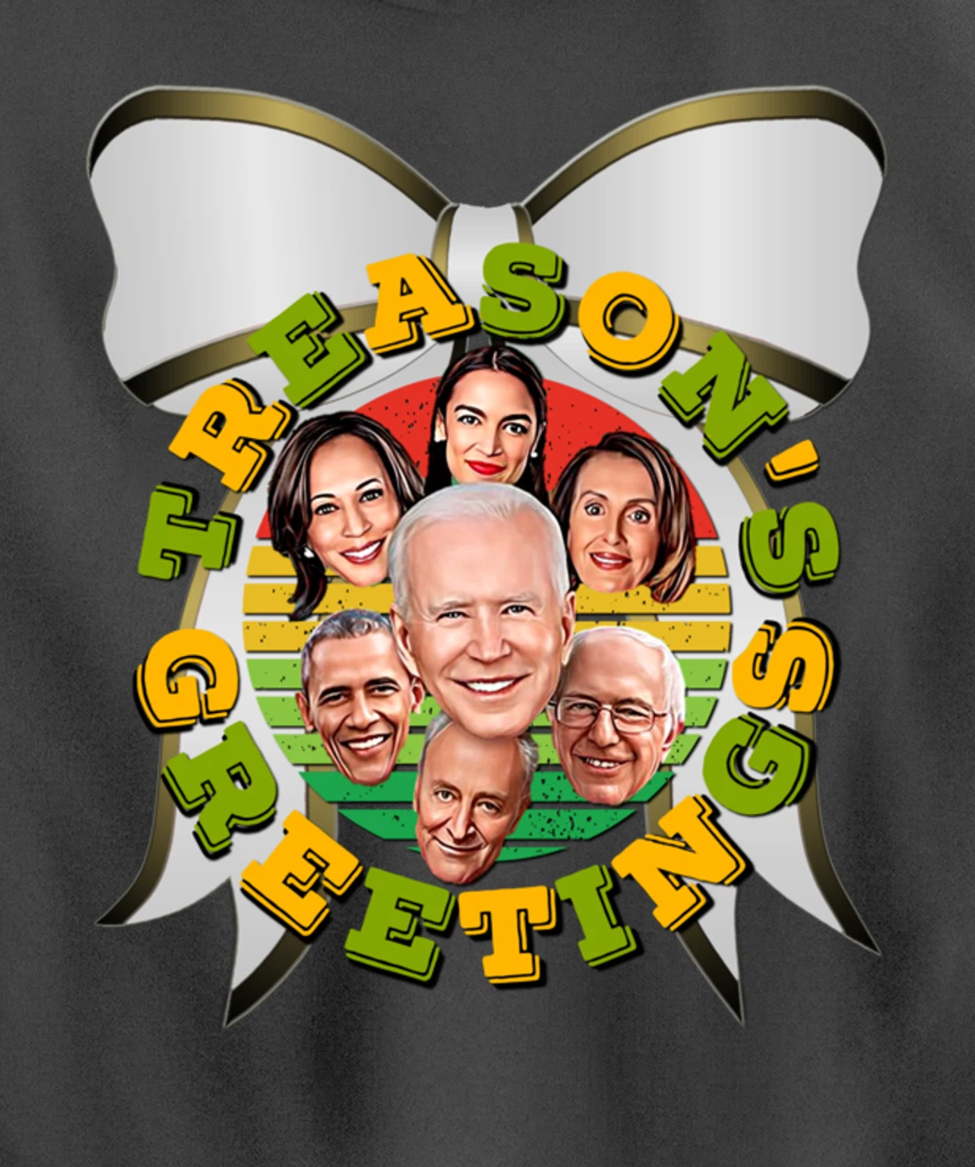 Swamp Xmas Wreath Biden Squad Trump Ugly Christmas Sweater Pullover Hoodie