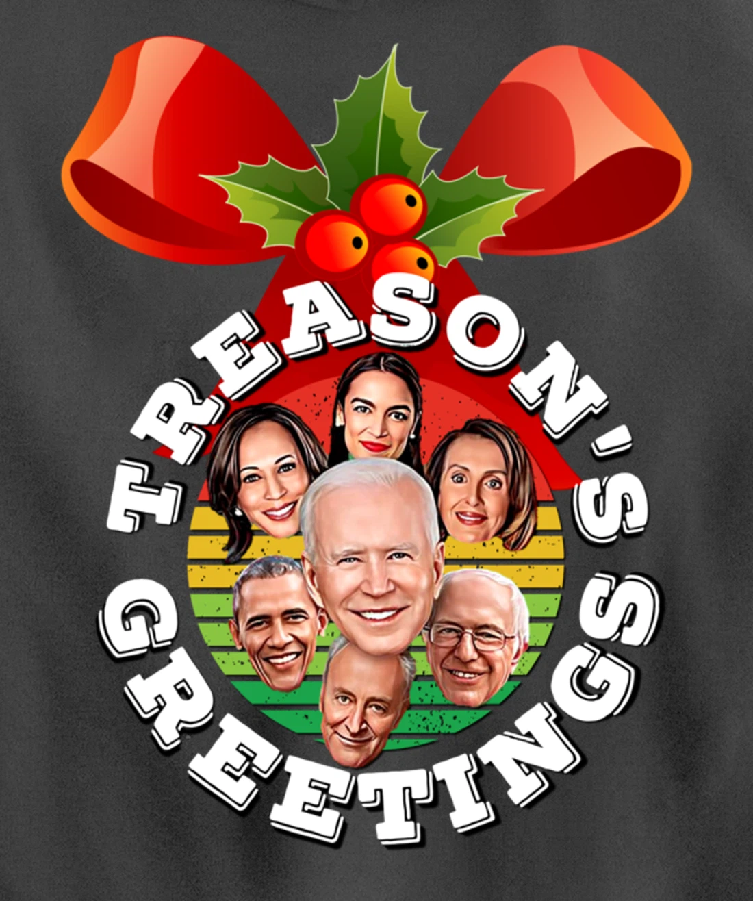 Swamp Xmas Wreath Biden Squad Trump Ugly Christmas Sweater Pullover Hoodie