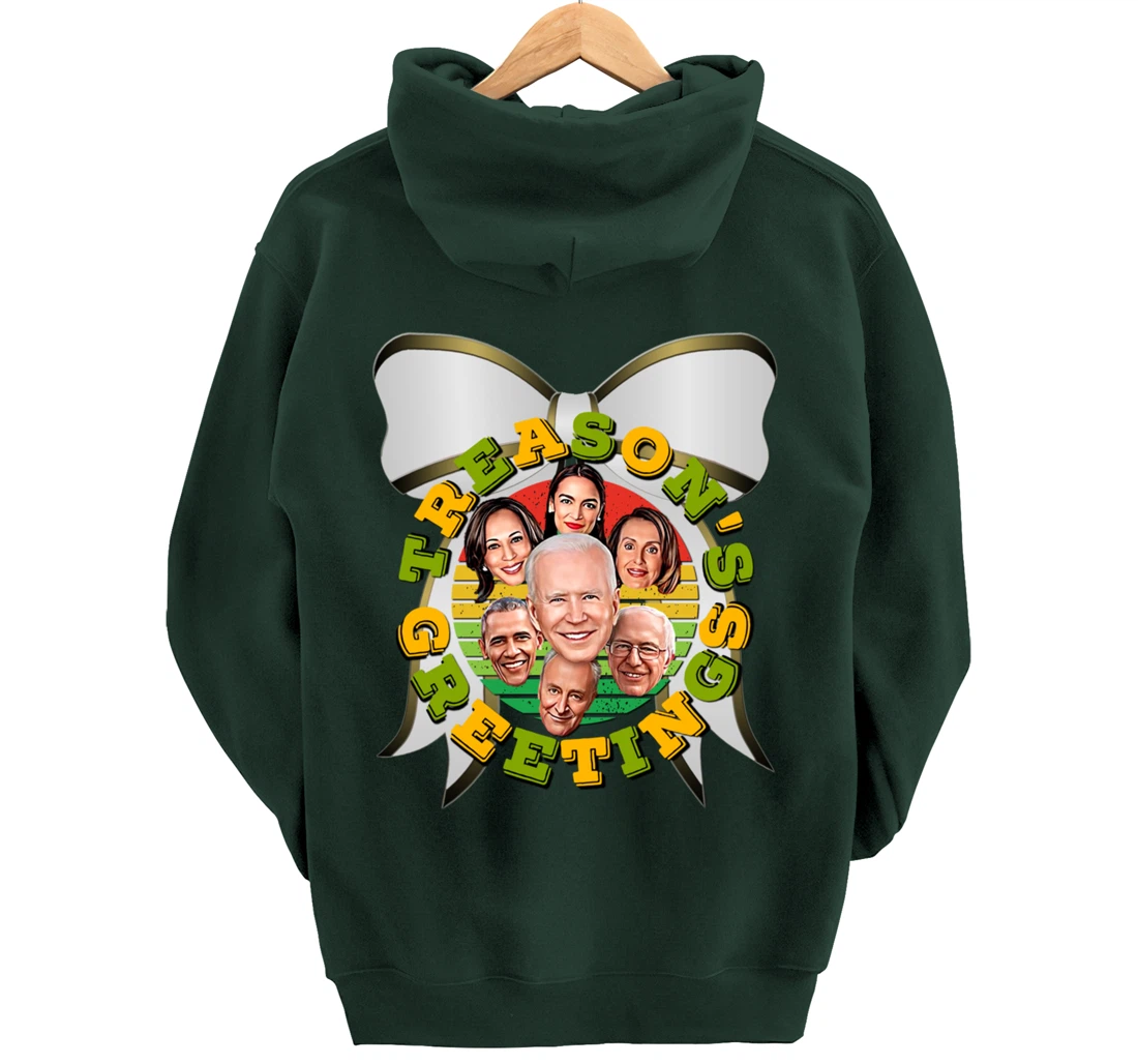 Swamp Xmas Wreath Biden Squad Trump Ugly Christmas Sweater Pullover Hoodie