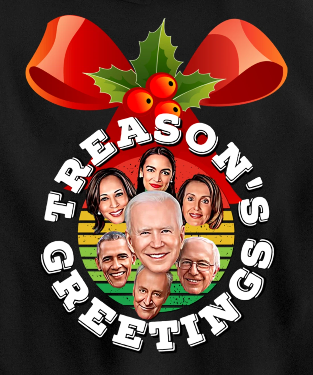 Swamp Xmas Wreath Biden Squad Trump Ugly Christmas Sweater Pullover Hoodie