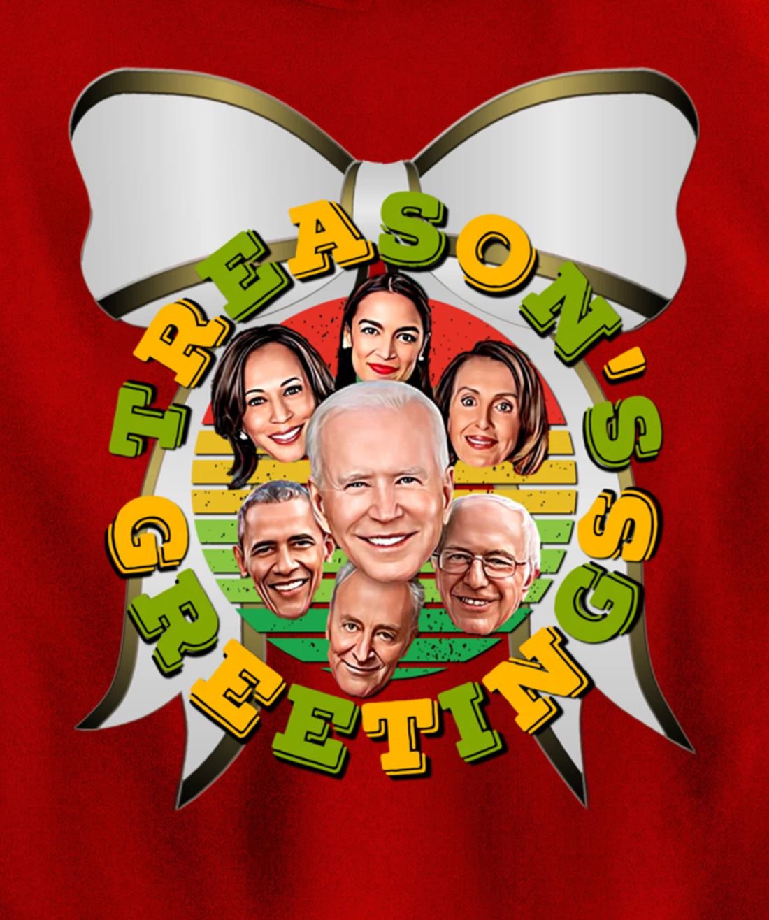 Swamp Xmas Wreath Biden Squad Trump Ugly Christmas Sweater Pullover Hoodie