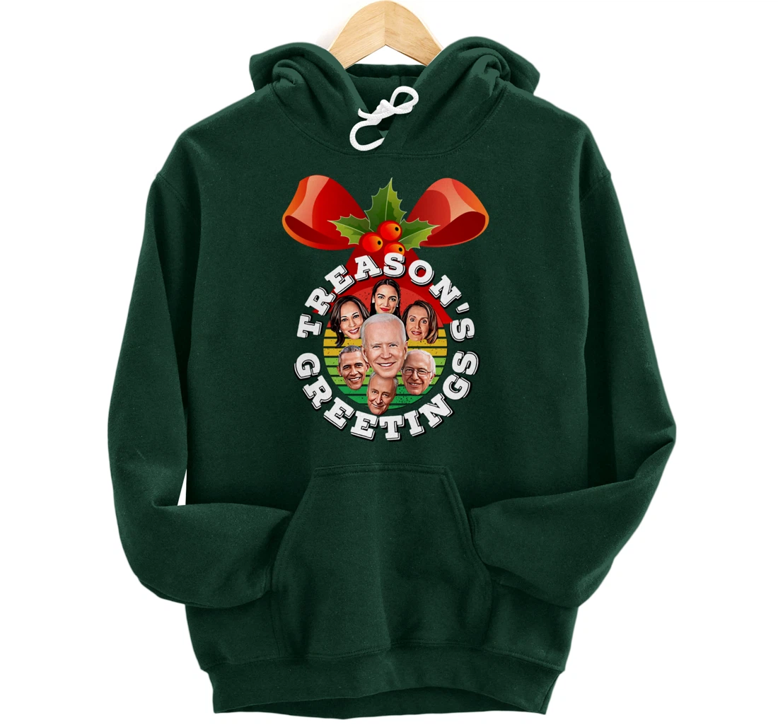 Swamp Xmas Wreath Biden Squad Trump Ugly Christmas Sweater Pullover Hoodie