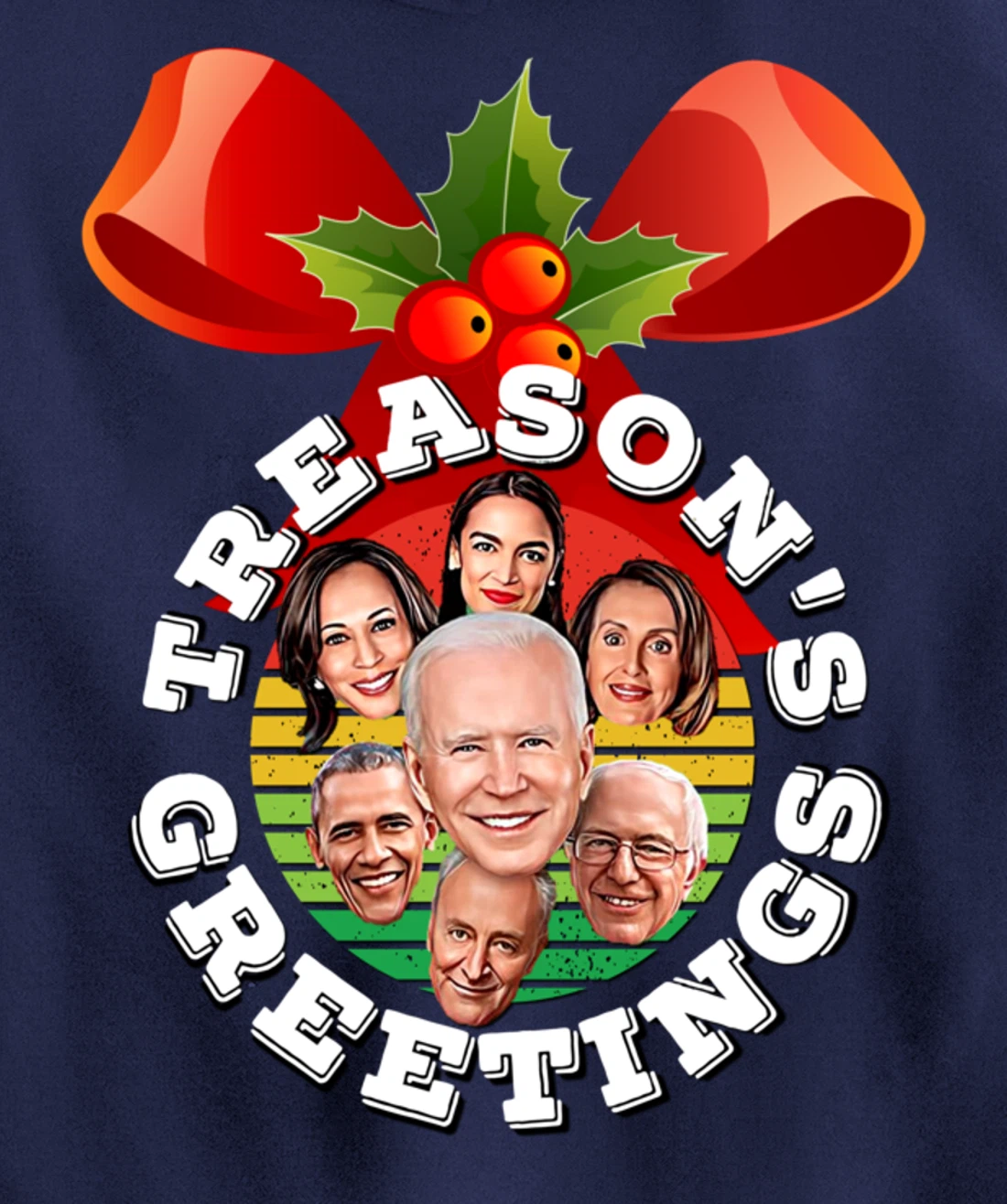 Swamp Xmas Wreath Biden Squad Trump Ugly Christmas Sweater Pullover Hoodie