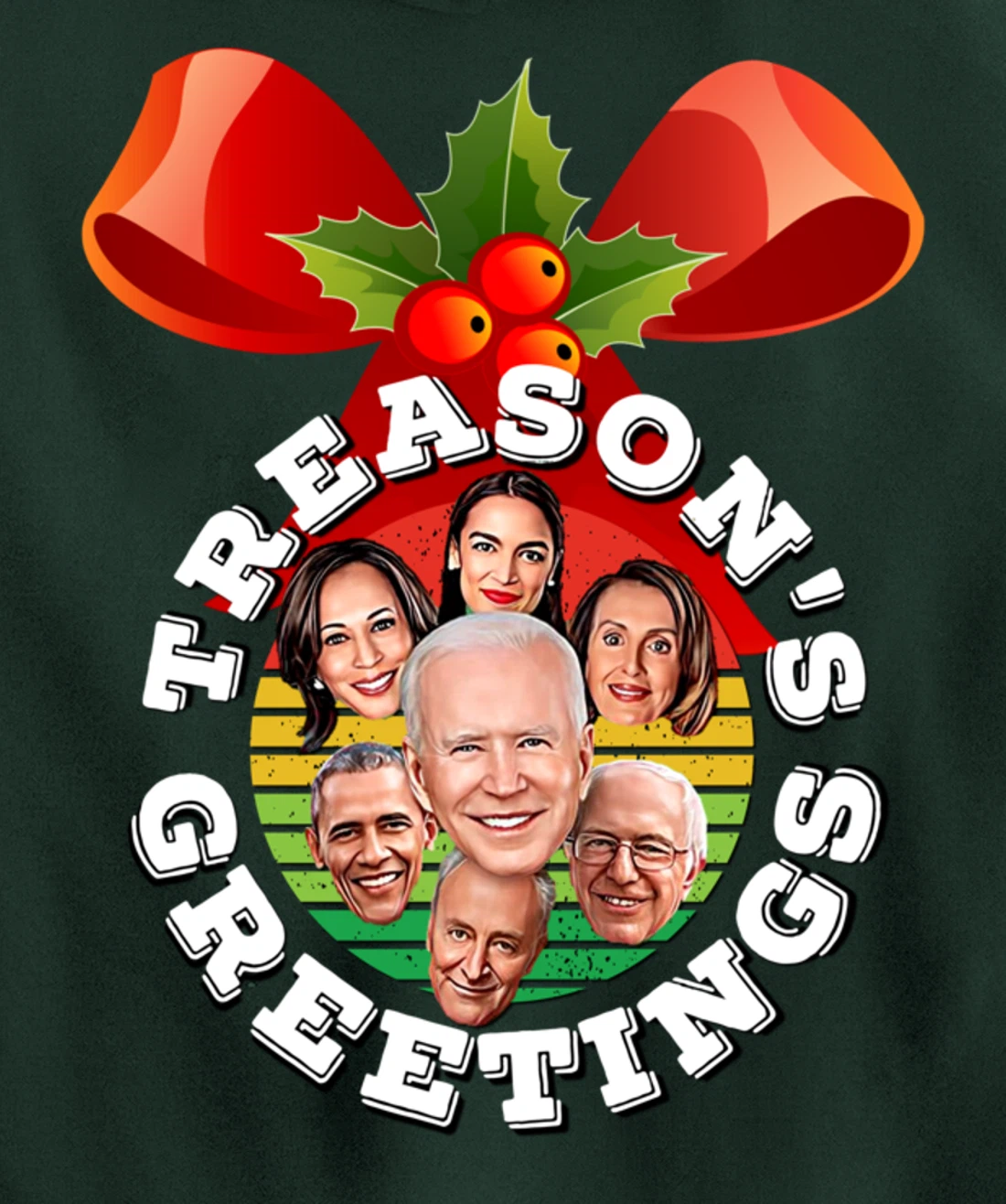 Swamp Xmas Wreath Biden Squad Trump Ugly Christmas Sweater Pullover Hoodie