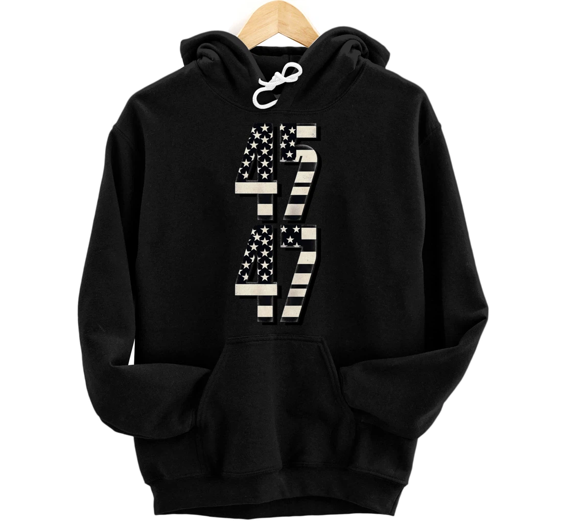 vintage US American Flag 45 47 2024 Trump Pullover Hoodie