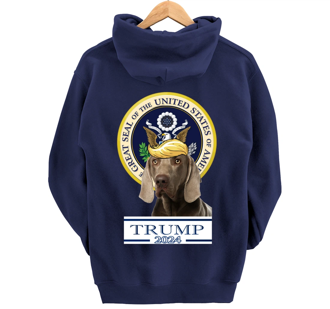 Trump 2024 Weimaraner Pullover Hoodie