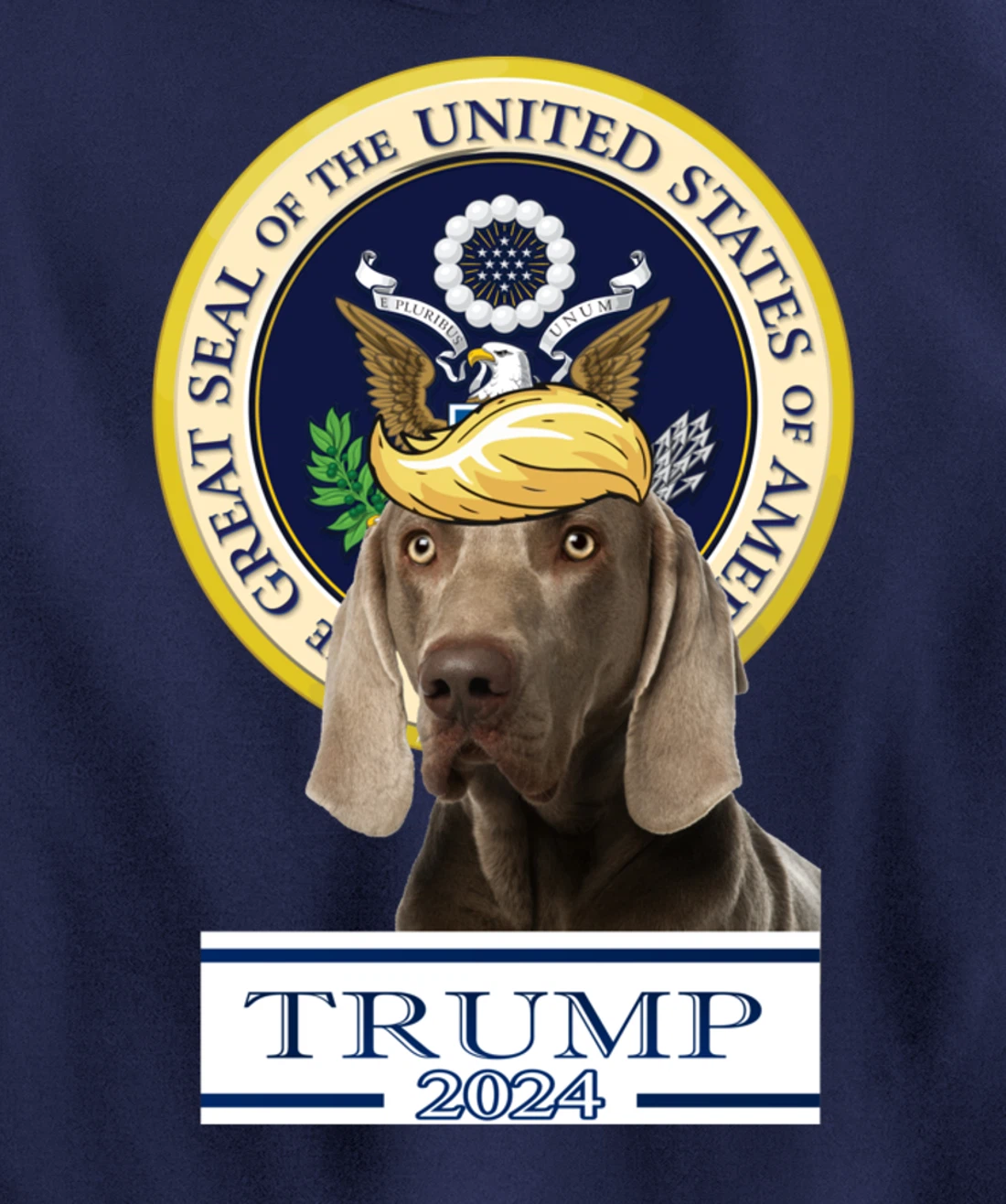 Trump 2024 Weimaraner Pullover Hoodie
