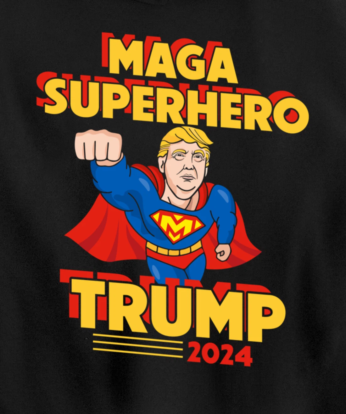 Maga Superhero Trump 2024 USA Trump President Superhero Pullover Hoodie