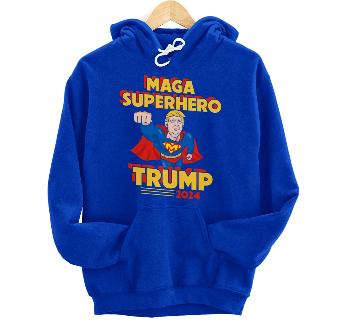 Maga Superhero Trump 2024 USA Trump President Superhero Pullover Hoodie