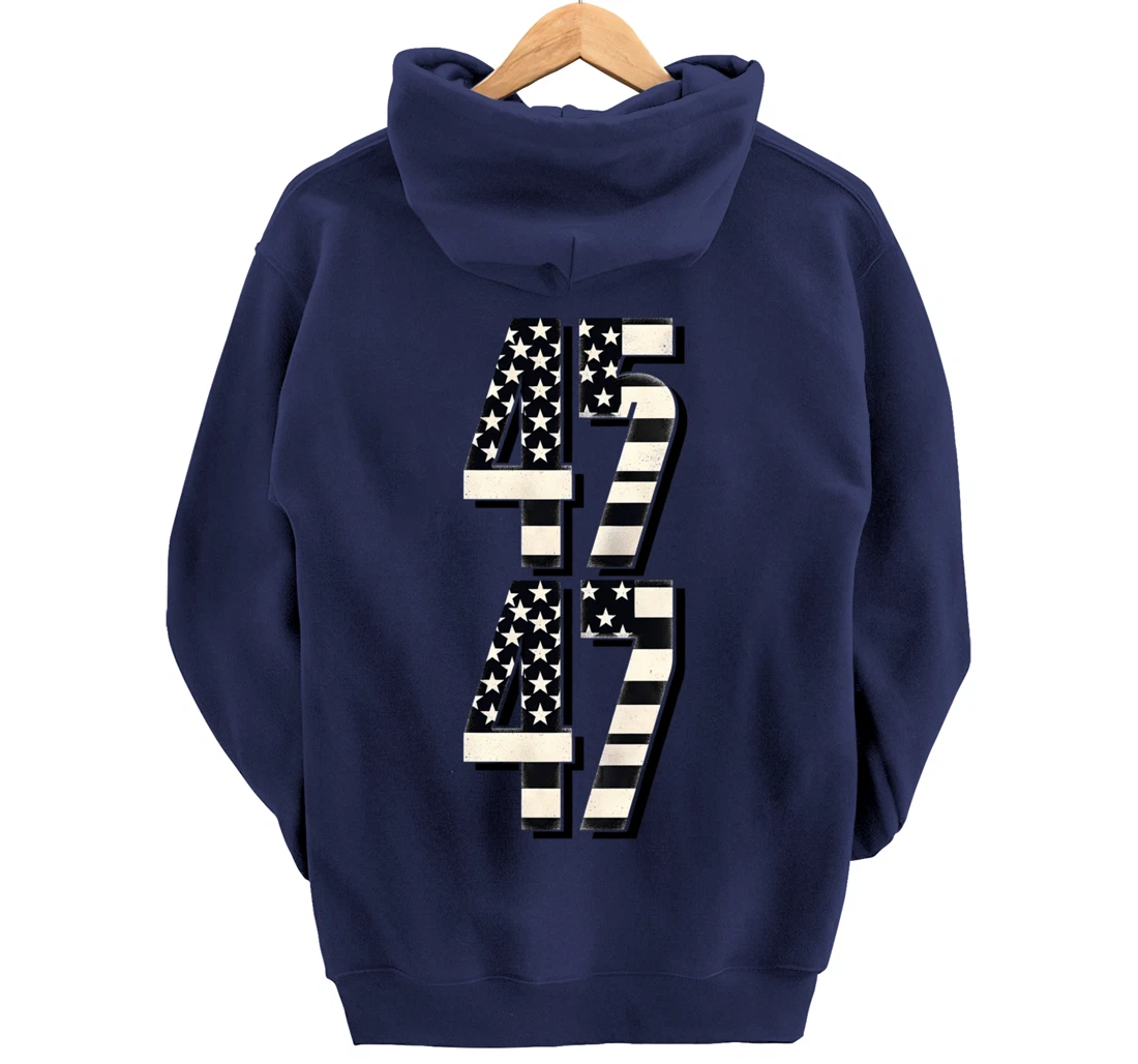 vintage US American Flag 45 47 2024 Trump Pullover Hoodie