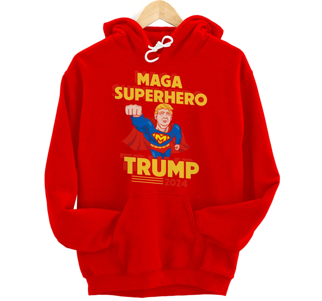 Maga Superhero Trump 2024 USA Trump President Superhero Pullover Hoodie
