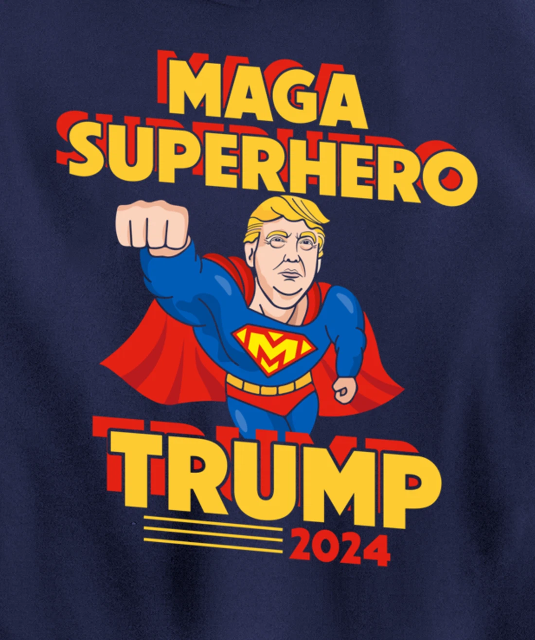 Maga Superhero Trump 2024 USA Trump President Superhero Pullover Hoodie
