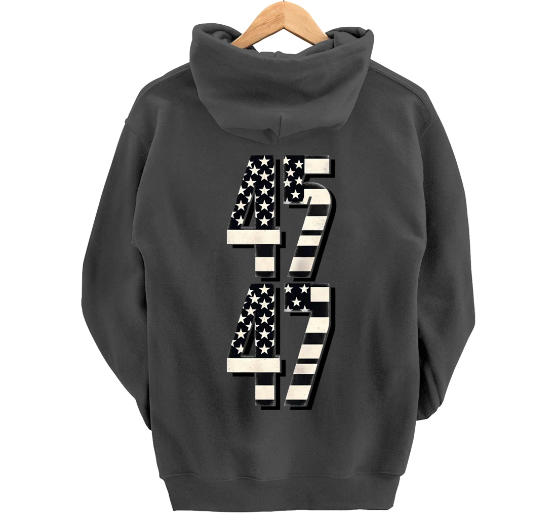 vintage US American Flag 45 47 2024 Trump Pullover Hoodie