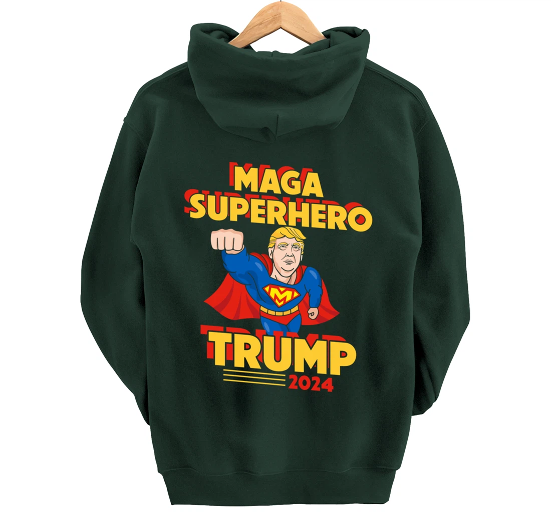 Maga Superhero Trump 2024 USA Trump President Superhero Pullover Hoodie