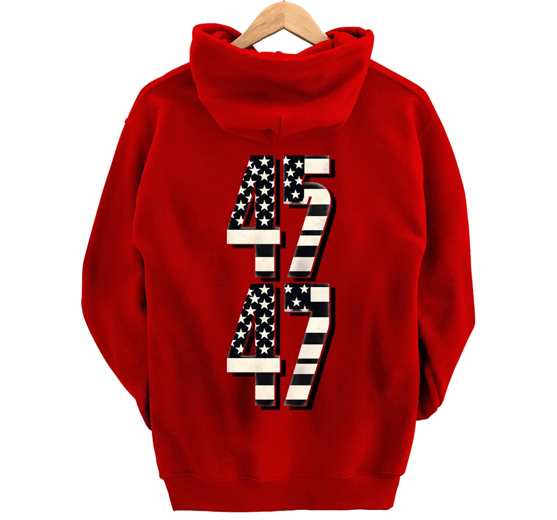 vintage US American Flag 45 47 2024 Trump Pullover Hoodie