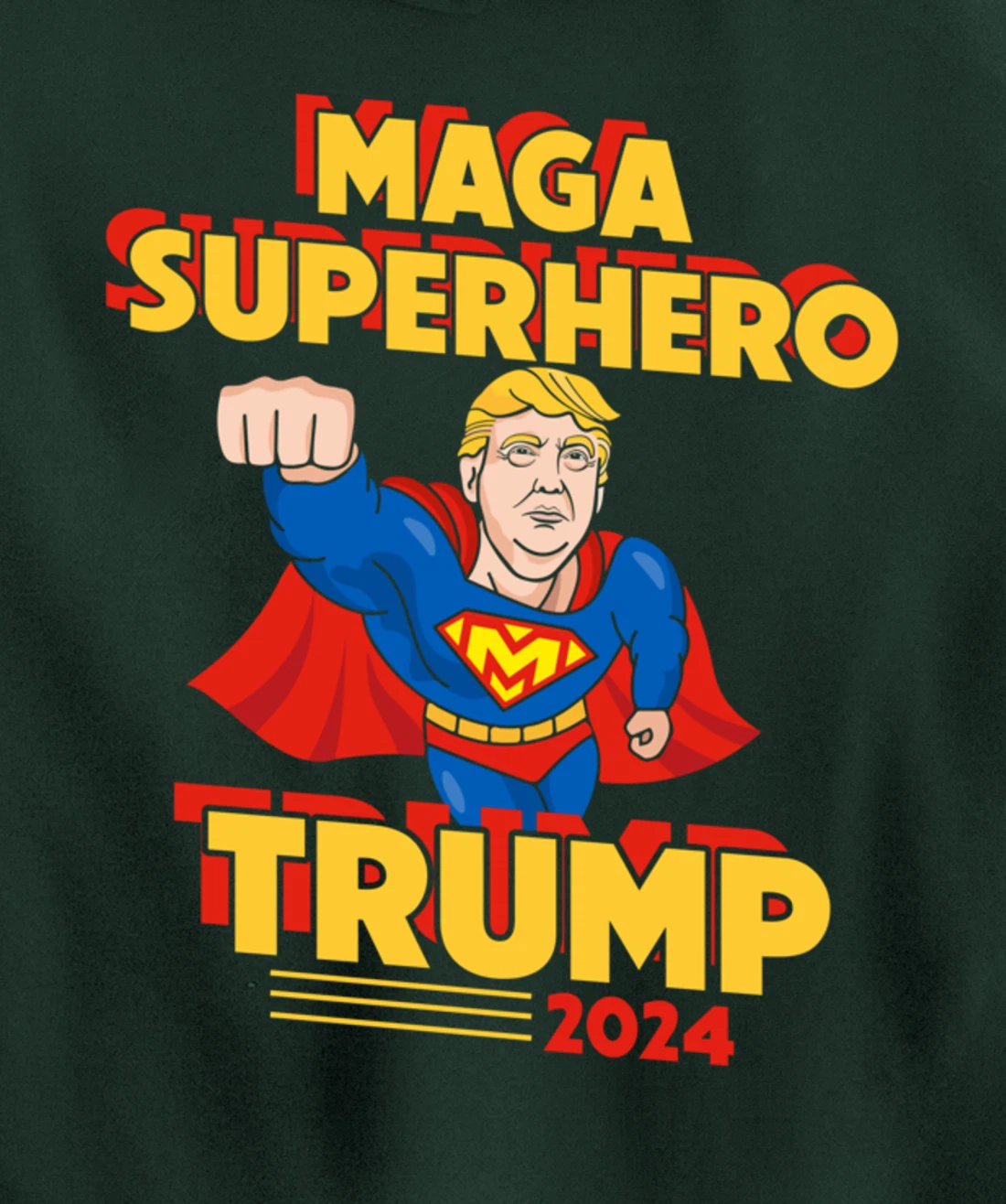 Maga Superhero Trump 2024 USA Trump President Superhero Pullover Hoodie