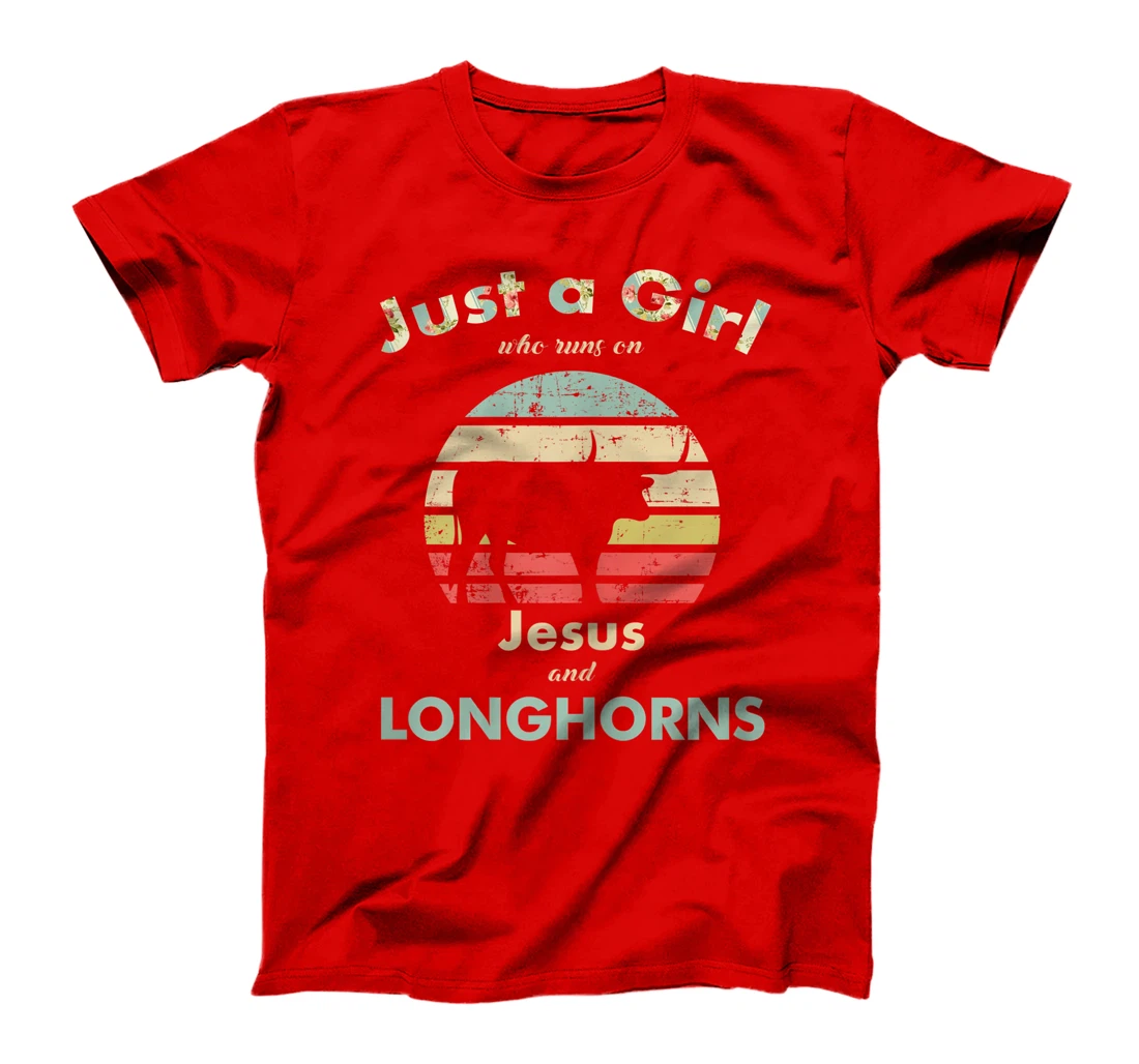 Just A Girl Who Runs on Jesus and Longhorns Texas Longhorn T-Shirt
