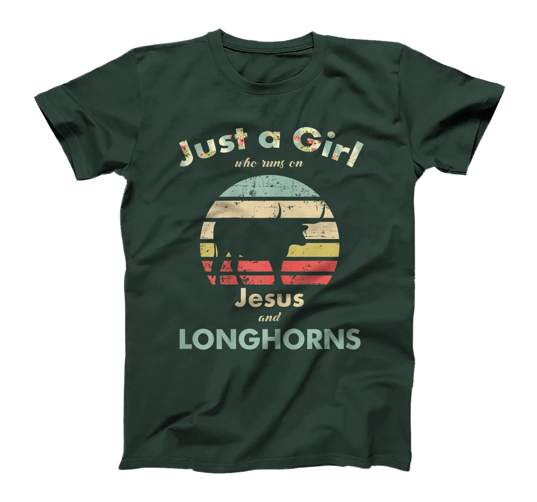 Just A Girl Who Runs on Jesus and Longhorns Texas Longhorn T-Shirt