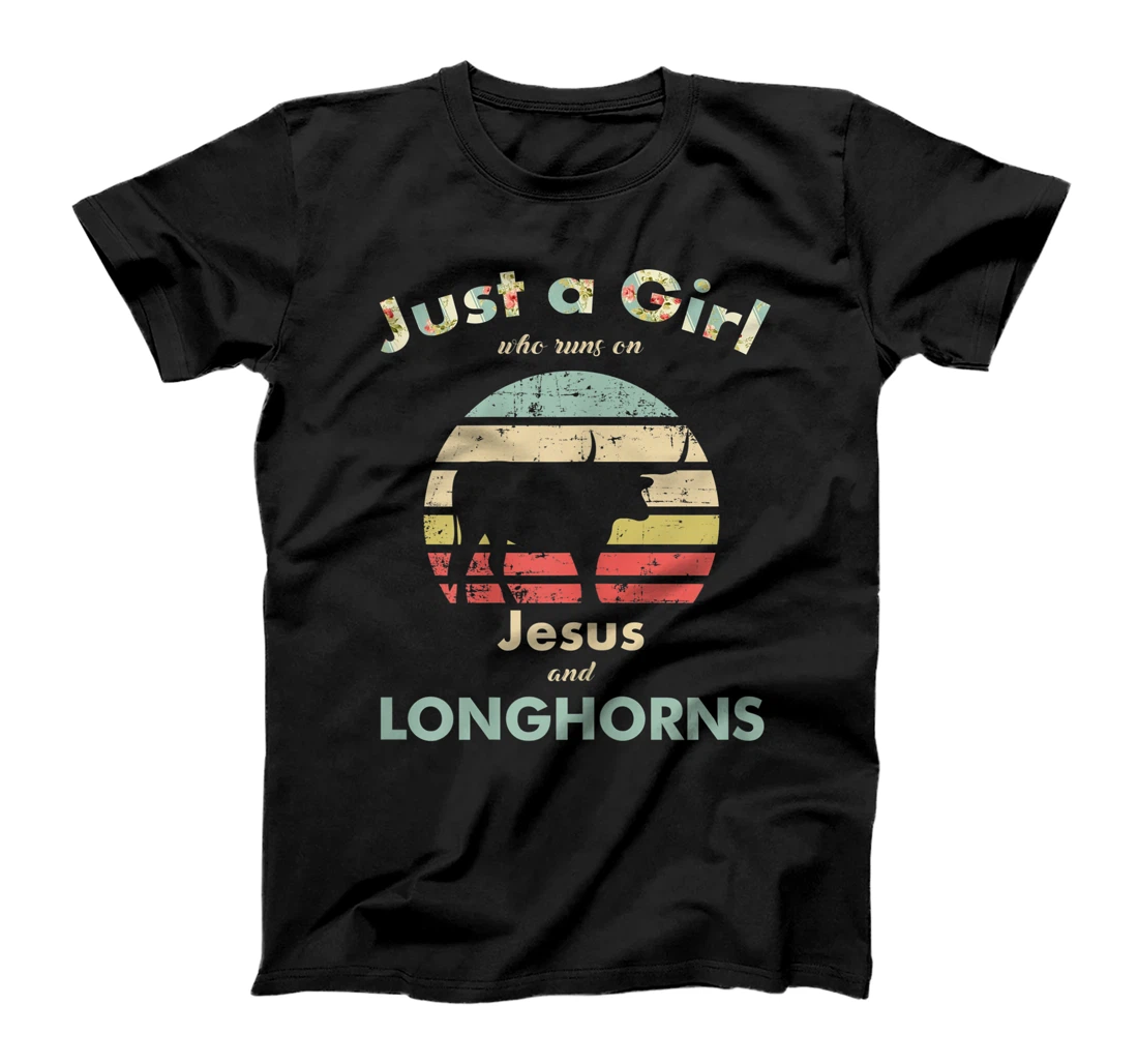 Just A Girl Who Runs on Jesus and Longhorns Texas Longhorn T-Shirt