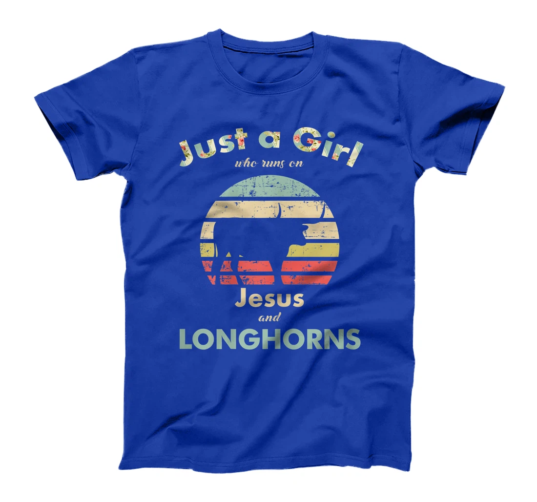 Just A Girl Who Runs on Jesus and Longhorns Texas Longhorn T-Shirt
