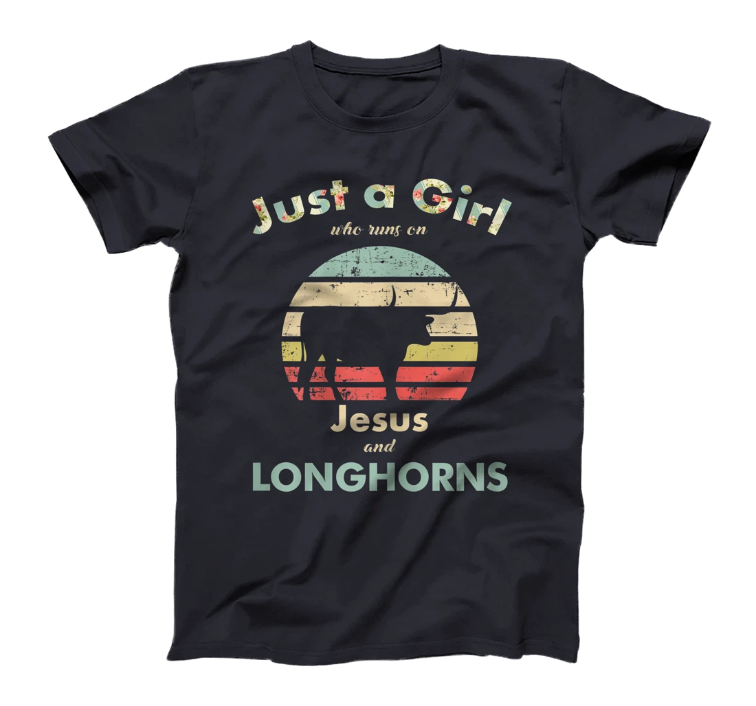 Just A Girl Who Runs on Jesus and Longhorns Texas Longhorn T-Shirt