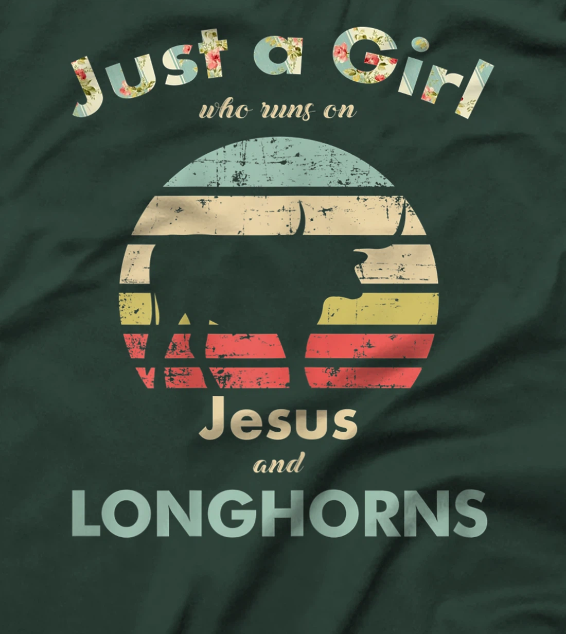 Just A Girl Who Runs on Jesus and Longhorns Texas Longhorn T-Shirt