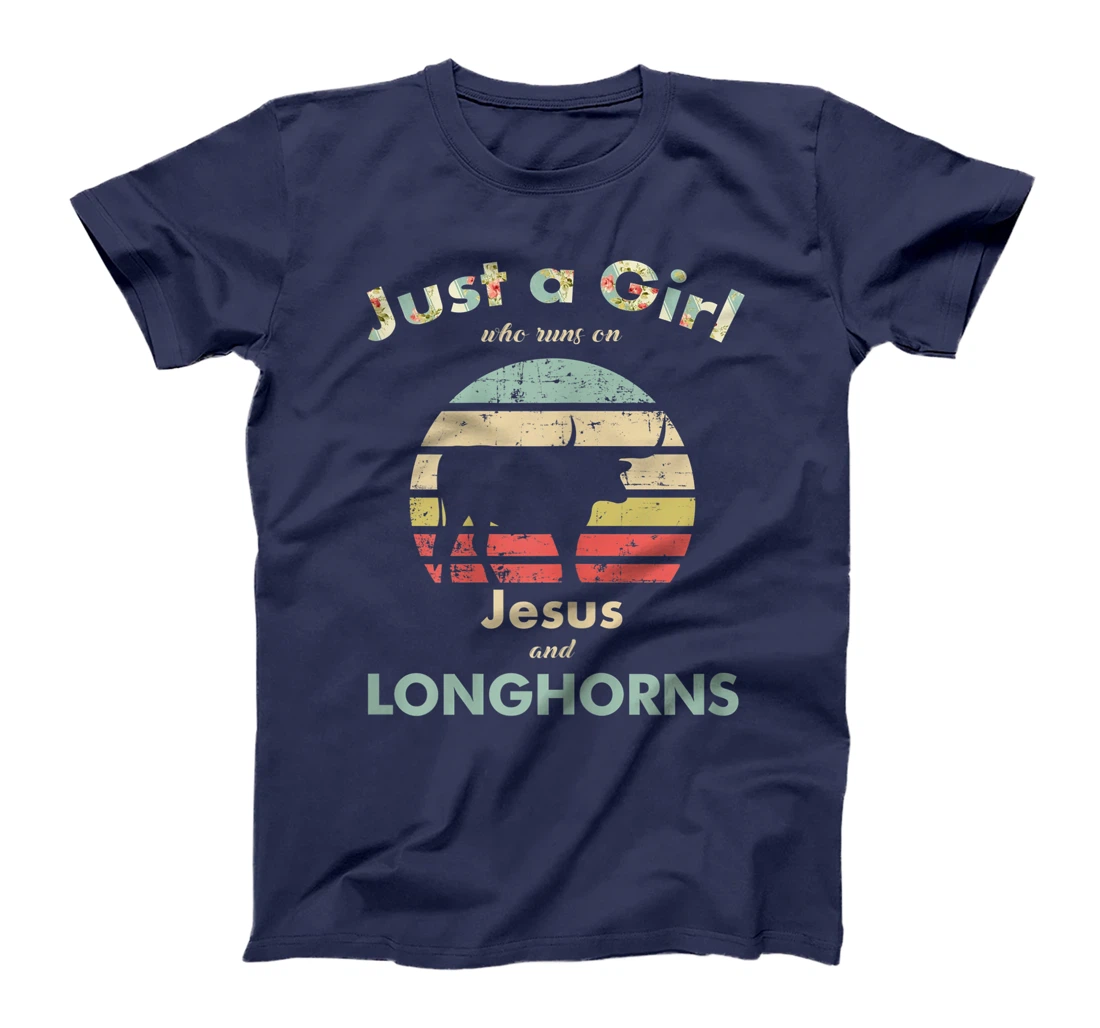 Just A Girl Who Runs on Jesus and Longhorns Texas Longhorn T-Shirt