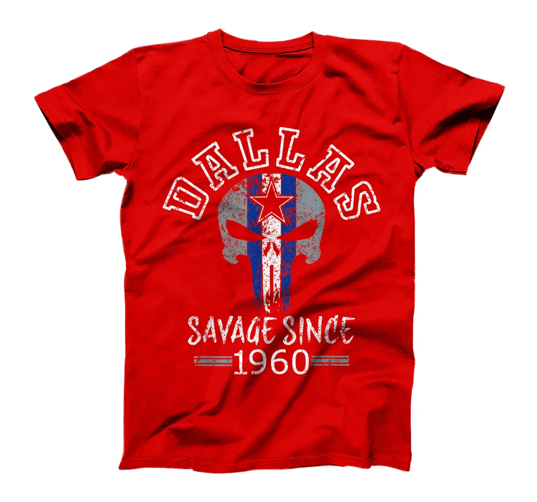 Dallas Texas Vintage Skull 1960 Varsity Football Fan T-Shirt