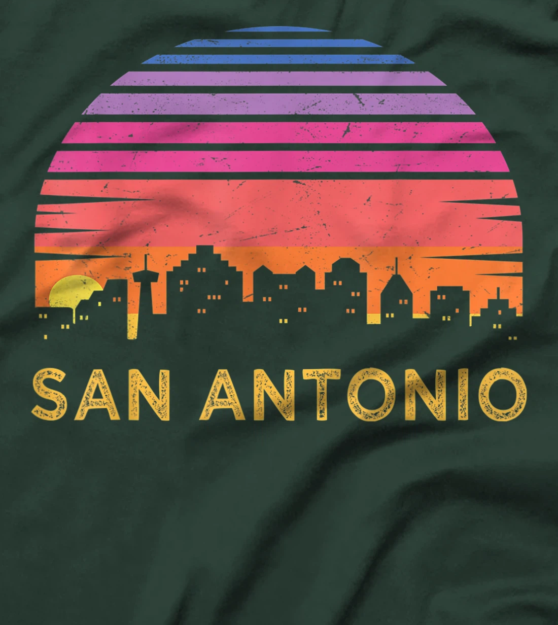Retro Sunset San Antonio Texas Vintage Skyline Souvenir T-Shirt