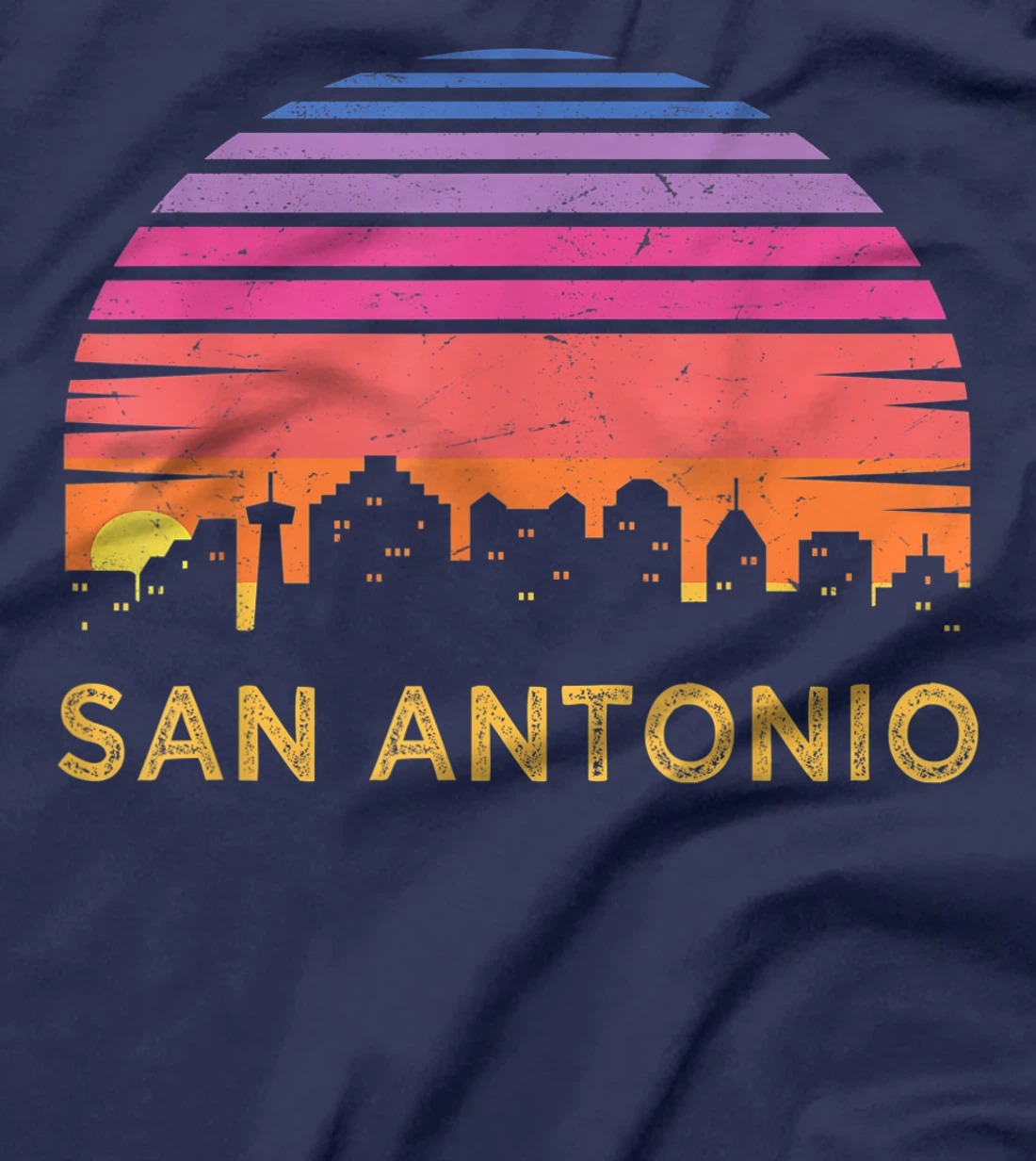 Retro Sunset San Antonio Texas Vintage Skyline Souvenir T-Shirt