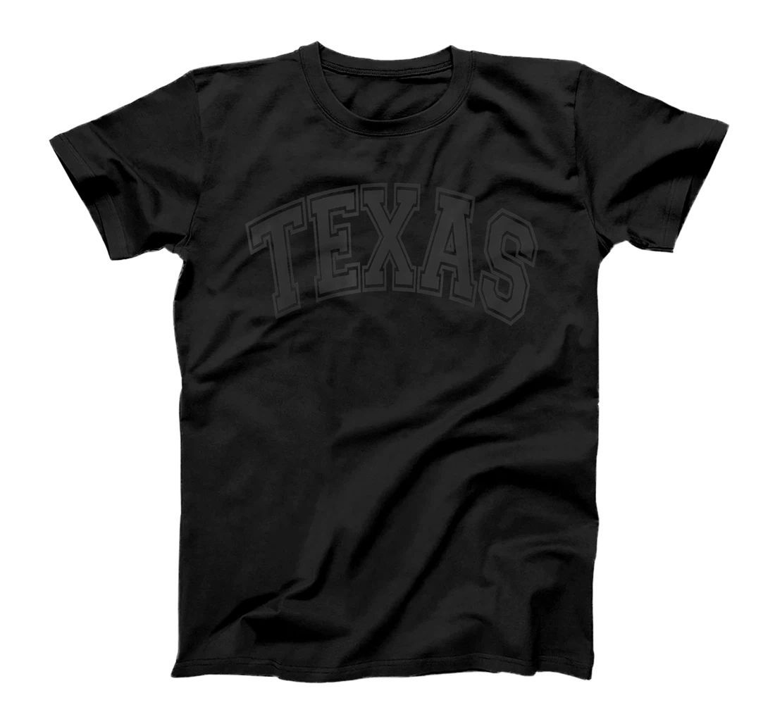 Texas Varsity Style Black with Black Text T-Shirt