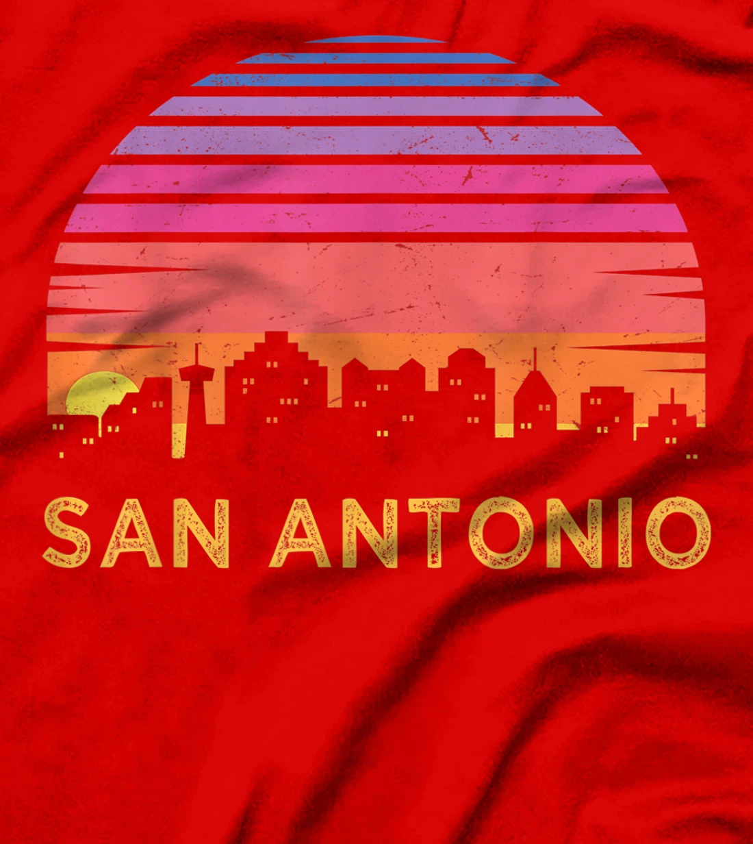 Retro Sunset San Antonio Texas Vintage Skyline Souvenir T-Shirt