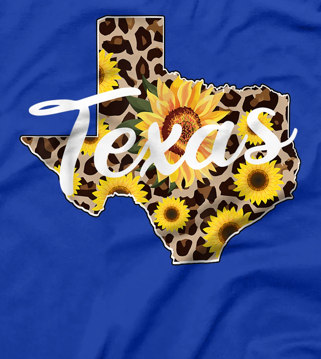 Texas Girl Sunflower Leopard Rustic Black State Pride T-Shirt