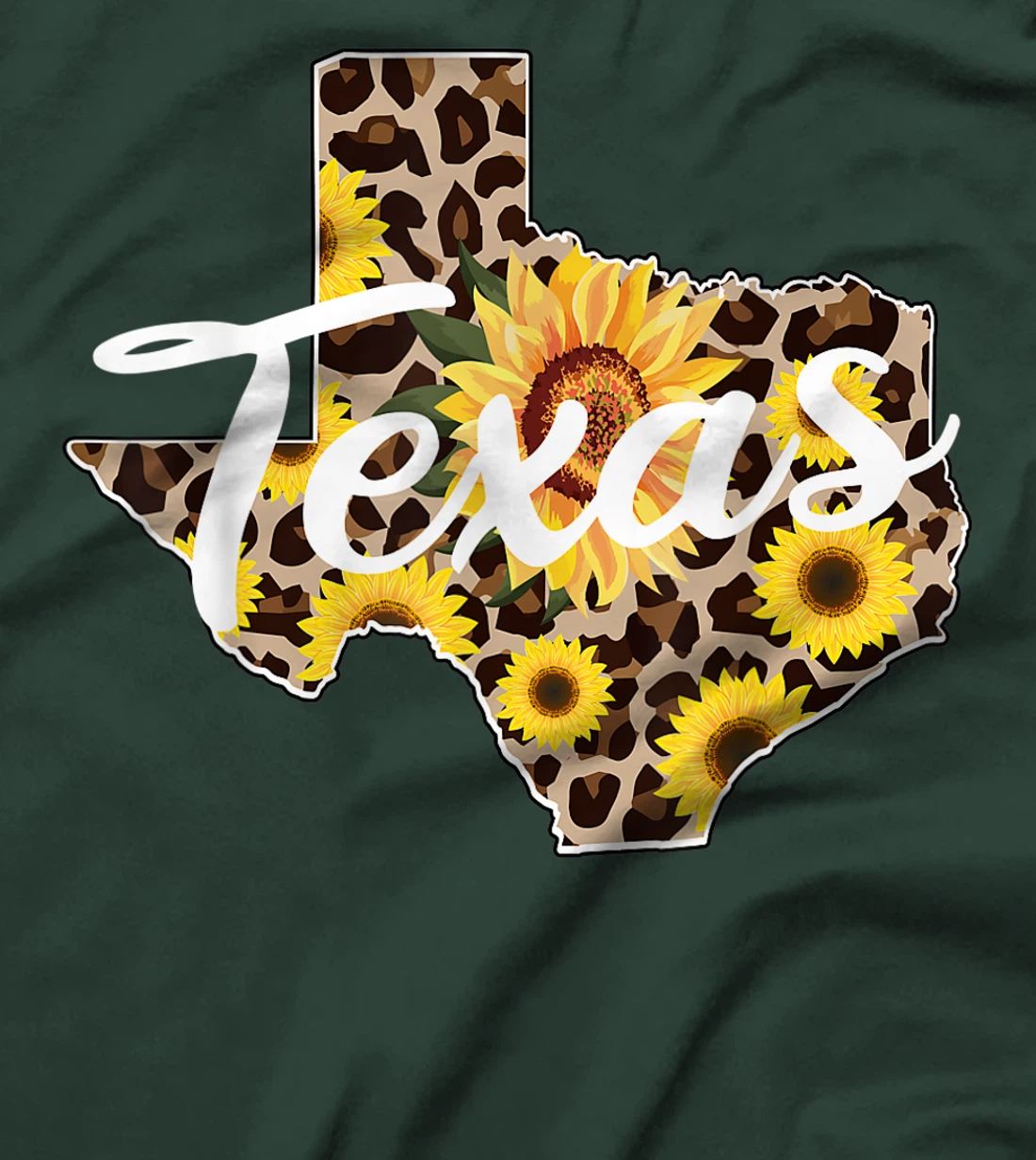 Texas Girl Sunflower Leopard Rustic Black State Pride T-Shirt